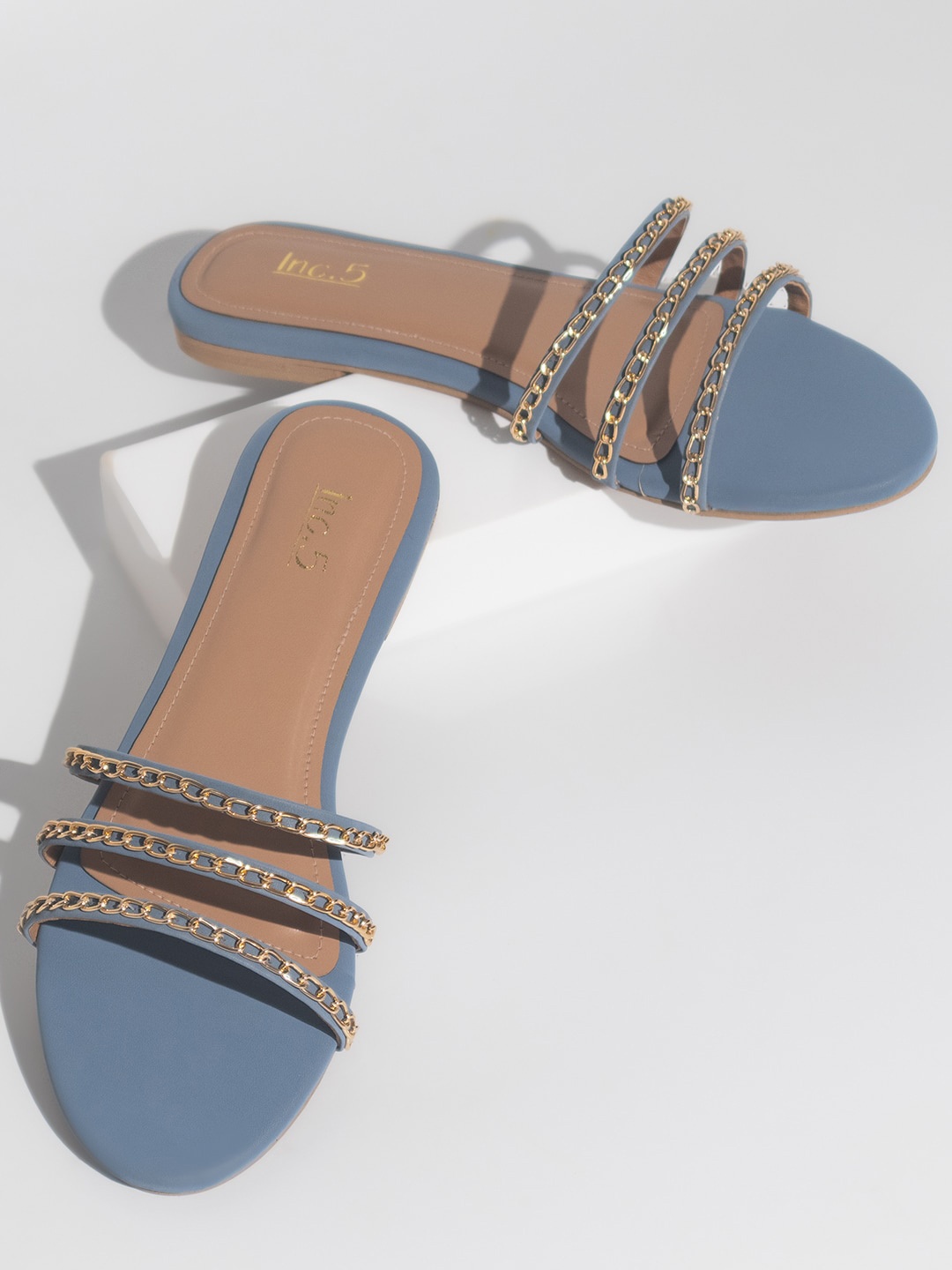 

Inc 5 Embellished Open Toe Flats, Blue