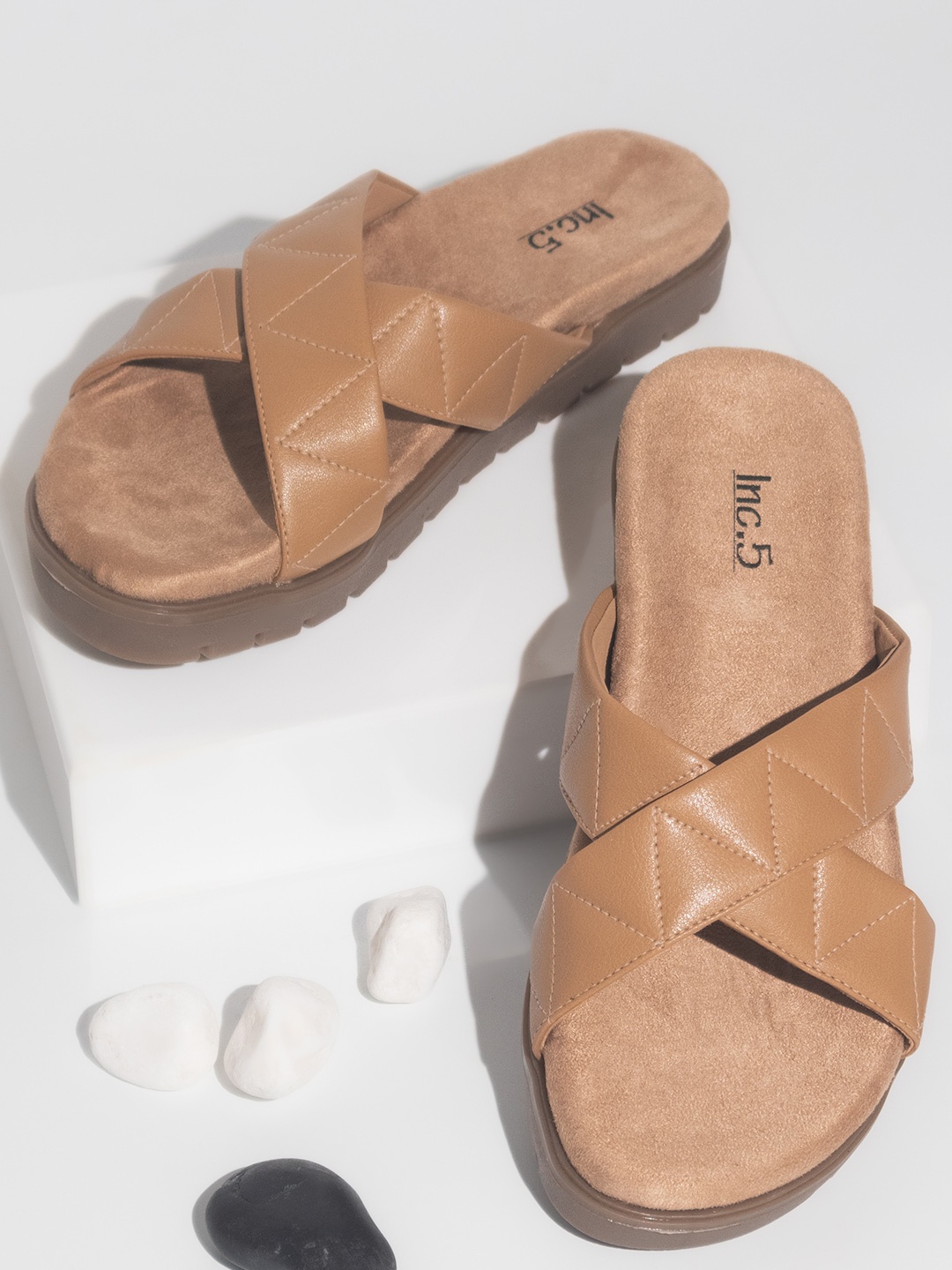 

Inc 5 Open Toe Flats, Beige