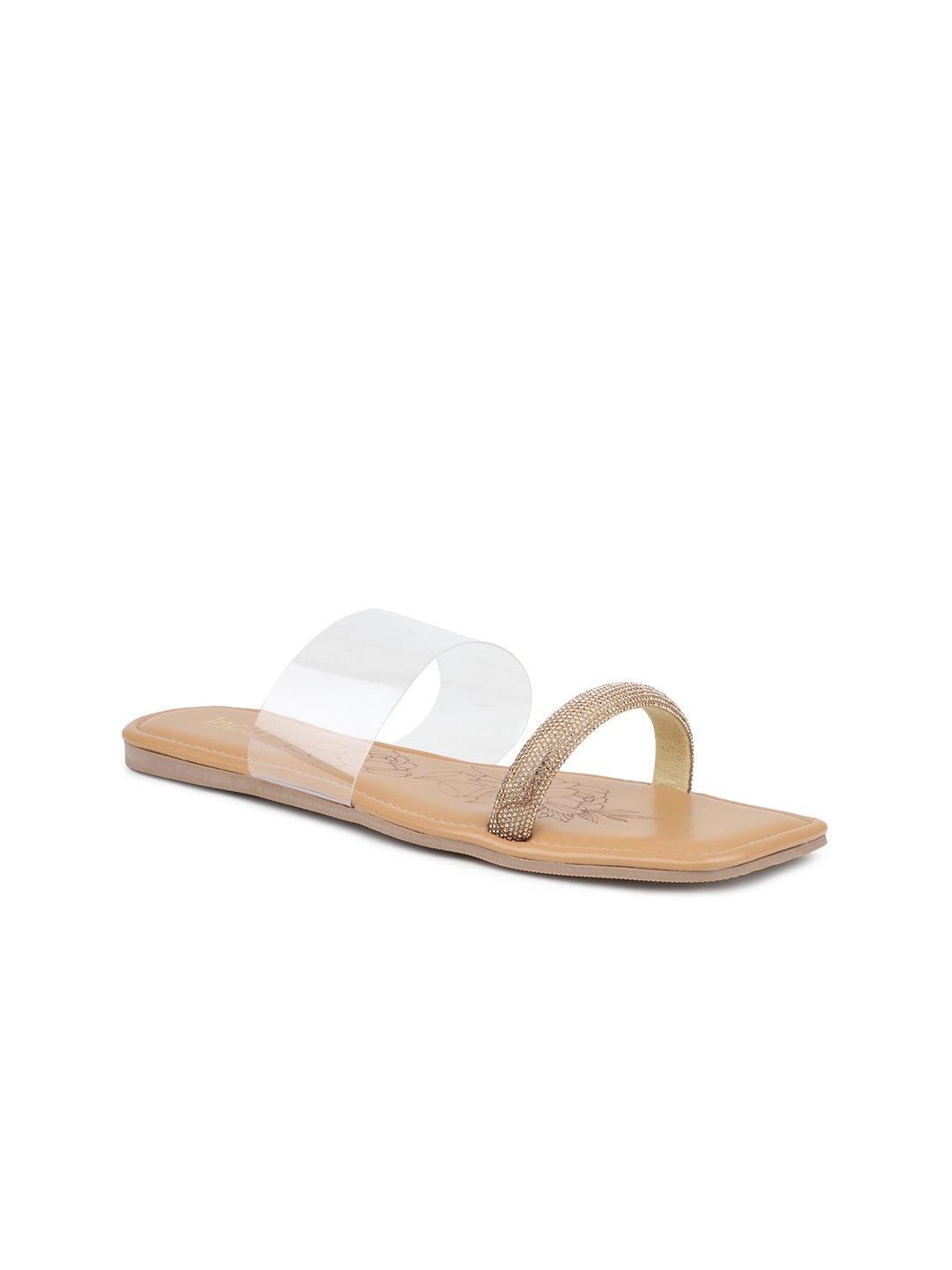 

Inc 5 Embellished Open Toe Flats, Beige