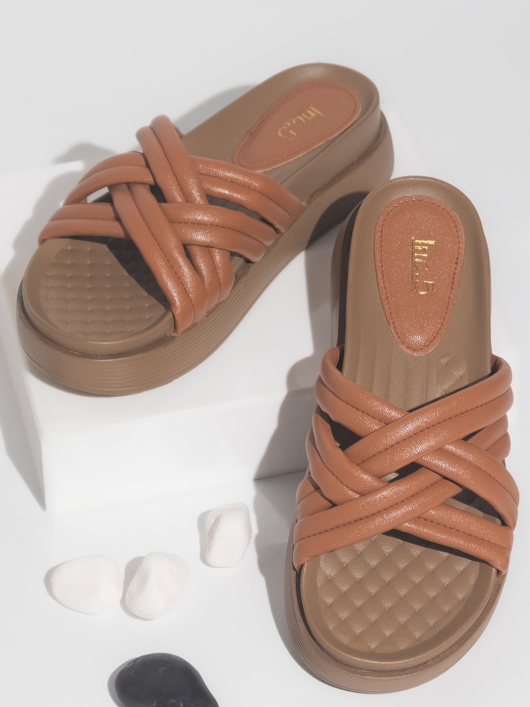 

Inc 5 Textured Strappy Flatform Heels, Tan