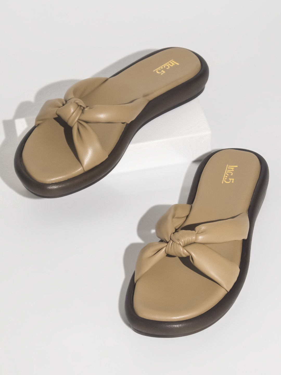 

Inc 5 Knot Detail Open Toe Flats, Beige