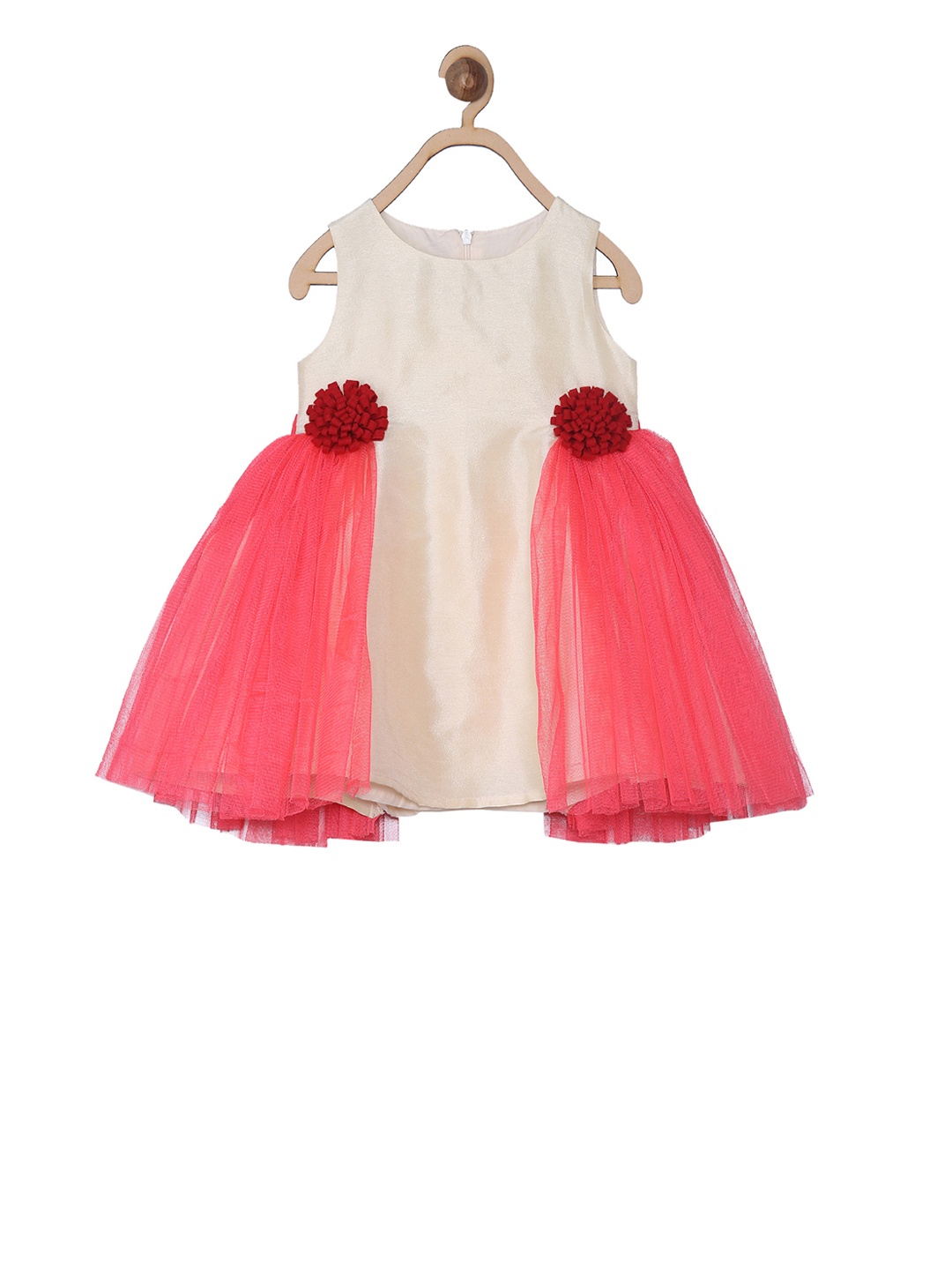 

A Little Fable Girls Off-White deep bloom Solid Fit and Flare Dress