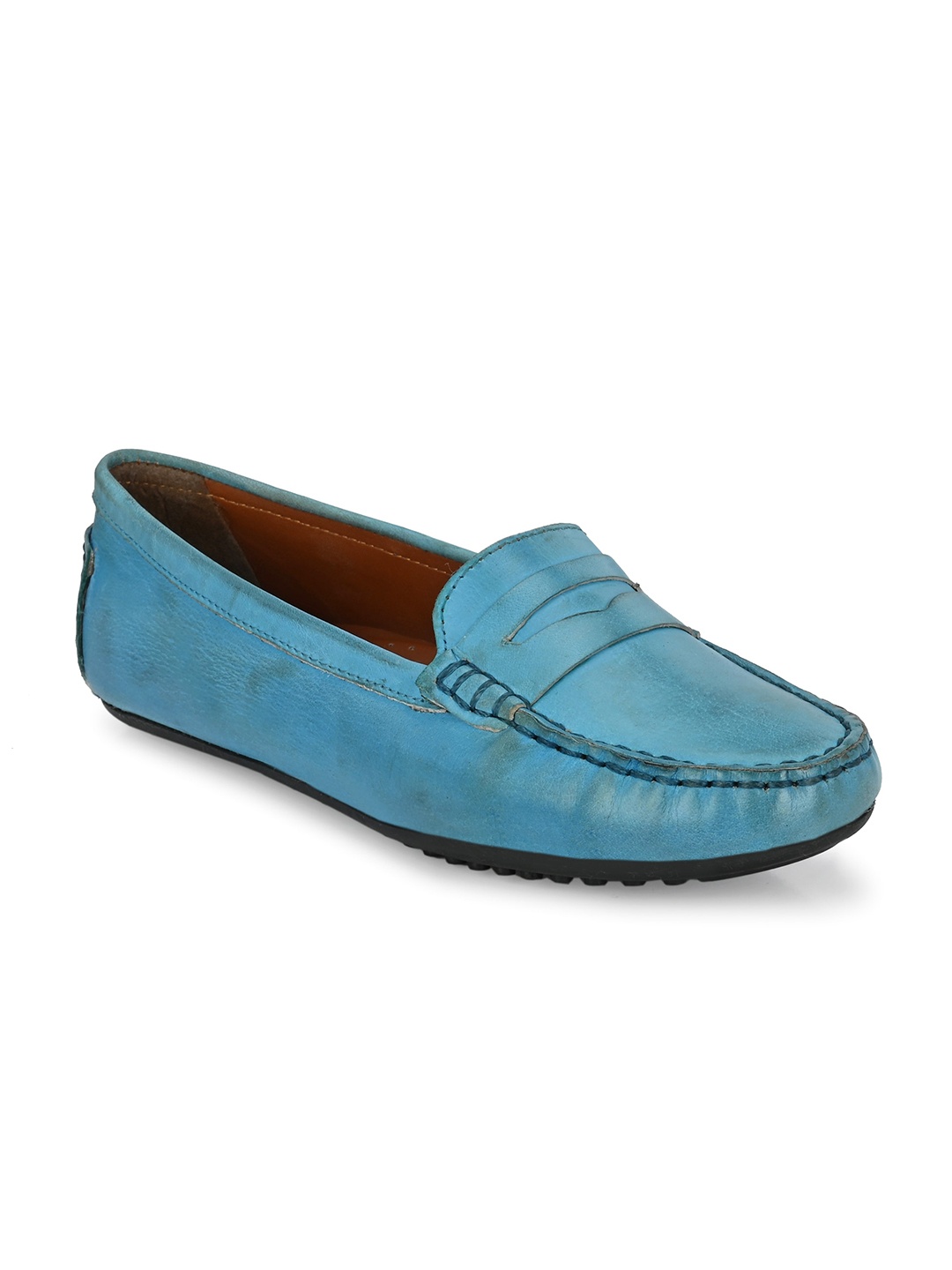 

CARLO ROMANO Women Lightweight Leather Penny loafers, Blue