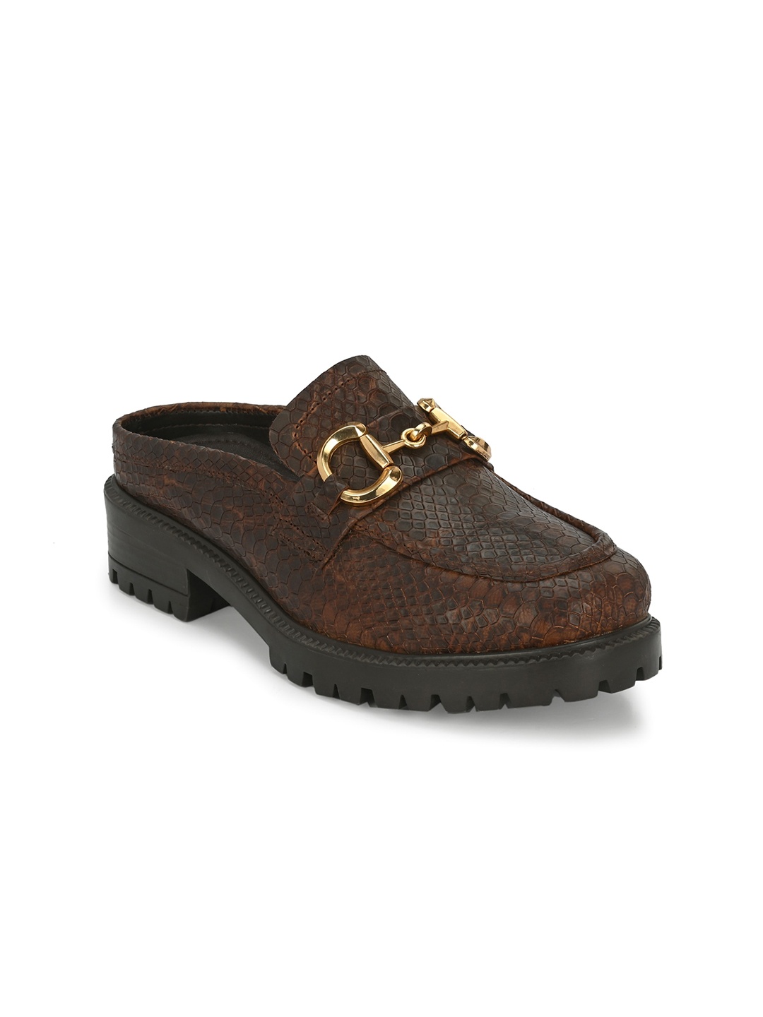 

CARLO ROMANO Women Textured Leather Lightweight Mules, Brown