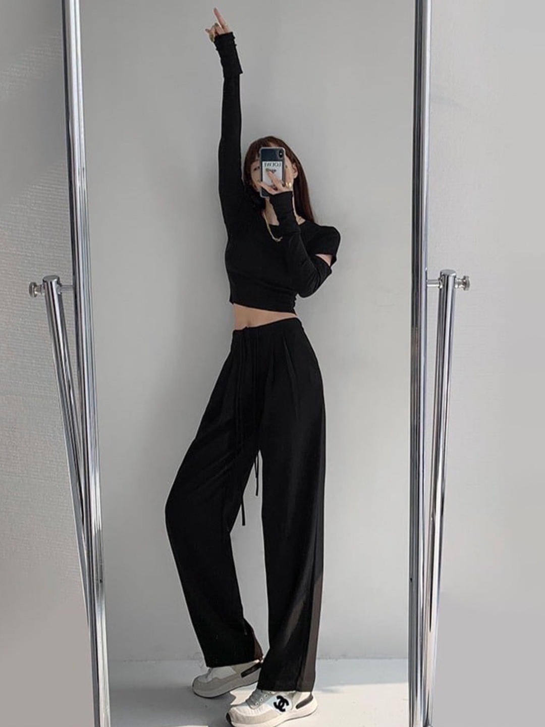 

Off Duty India Relaxed Fit Cotton Track Pants, Black