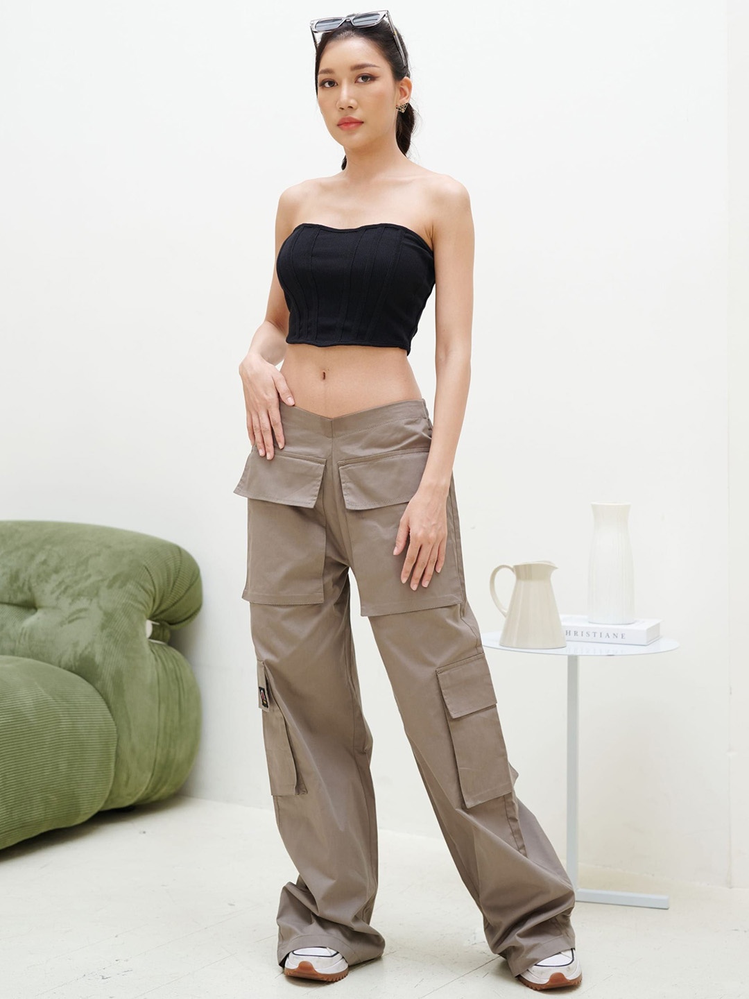 

Off Duty India Women Parachute Parallel Trousers, Grey