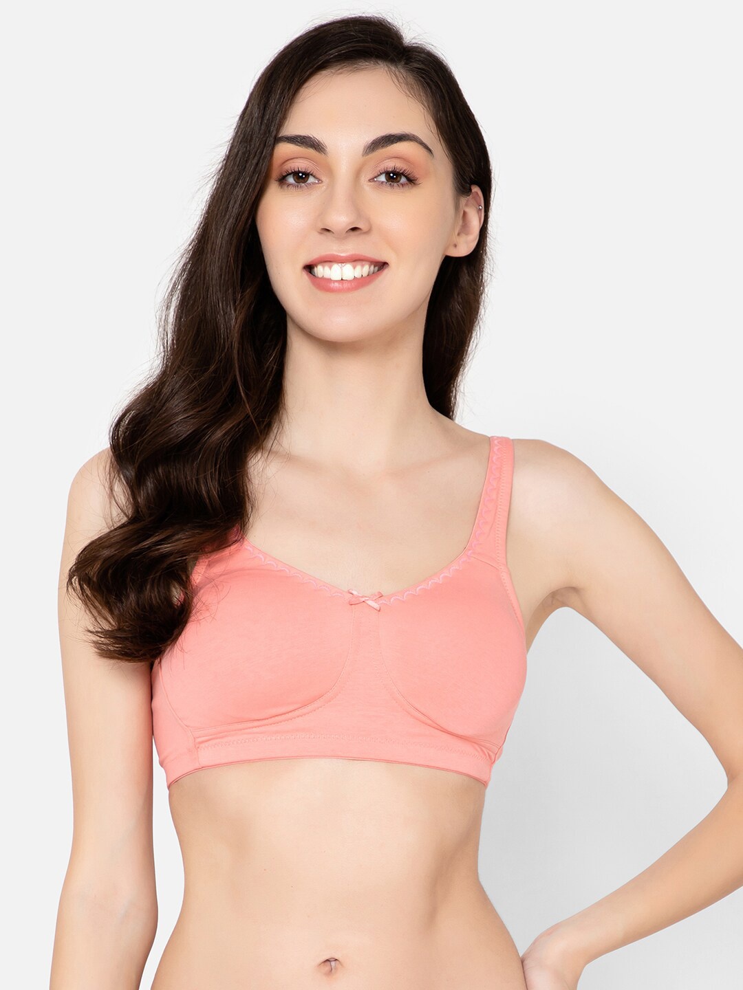 

Clovia Non-Wired Full Coverage Non-Padded Cotton Everyday Bra With All Day Comfort, Pink