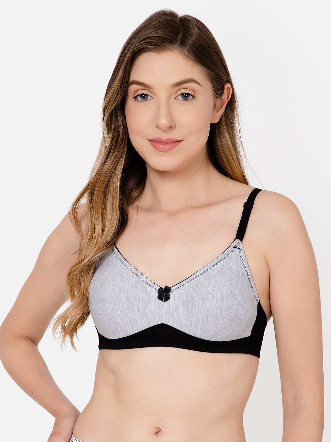 

Clovia Grey Full Coverage Cotton T-shirt Bra With All Day Comfort