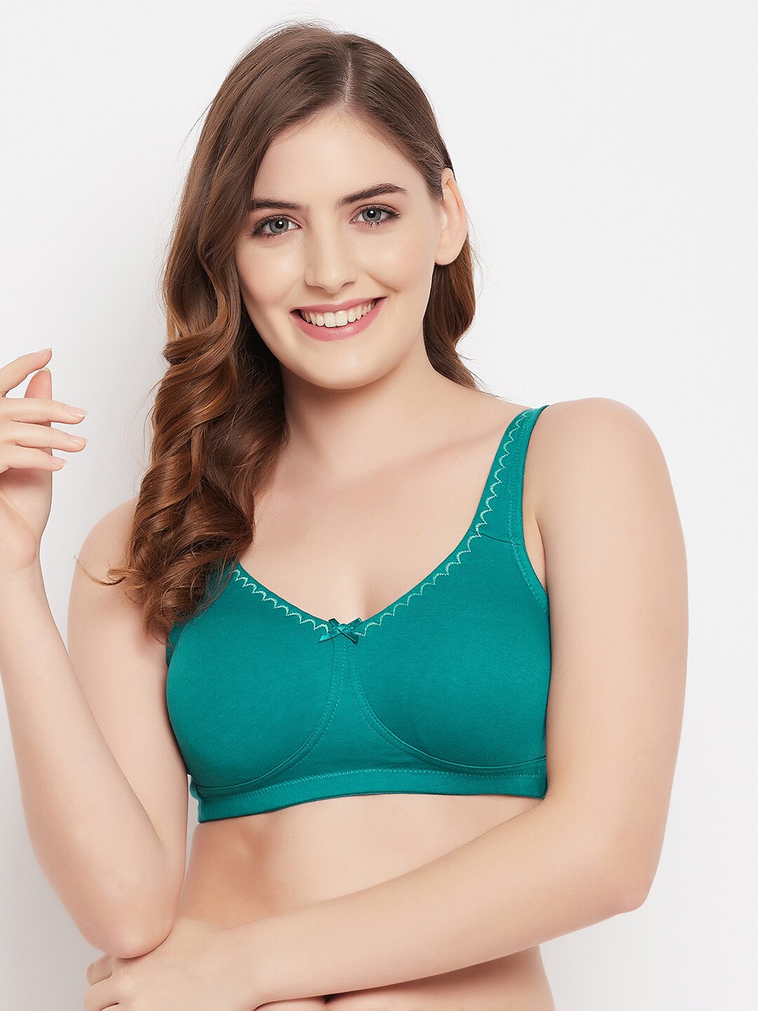 

Clovia Green Non-Wired Non-Padded Cotton Everyday Bra With All Day Comfort