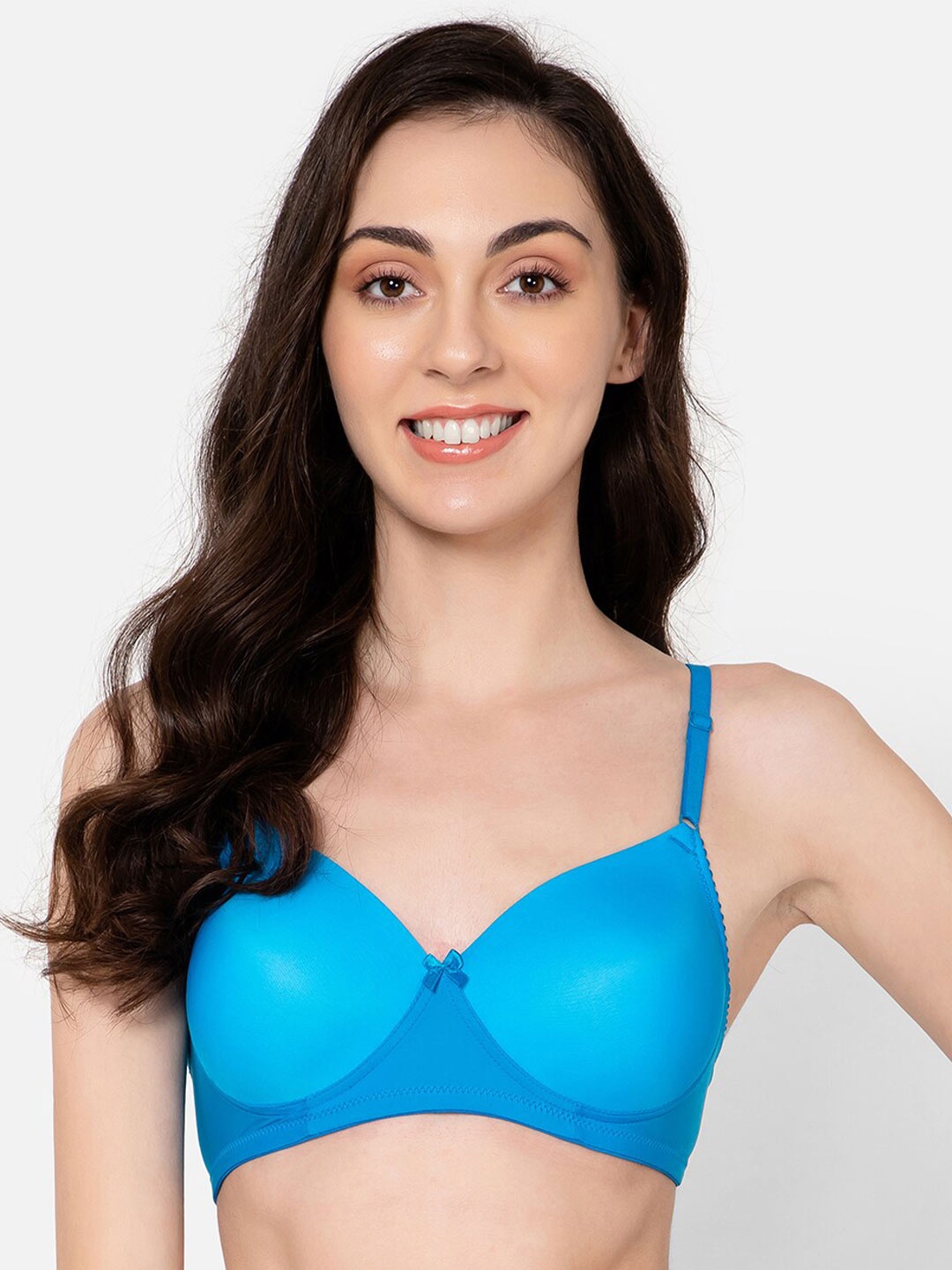 

Clovia Blue Non-Wired Lightly Padded T-Shirt Bra With All Day Comfort