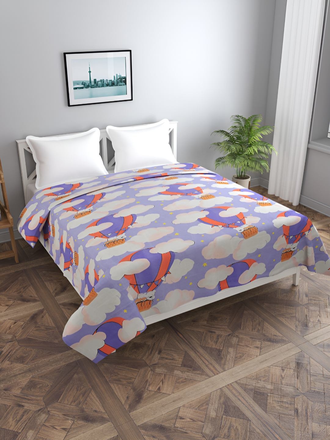 

BREVARD Purple & Orange Printed Double Queen Duvet Cover