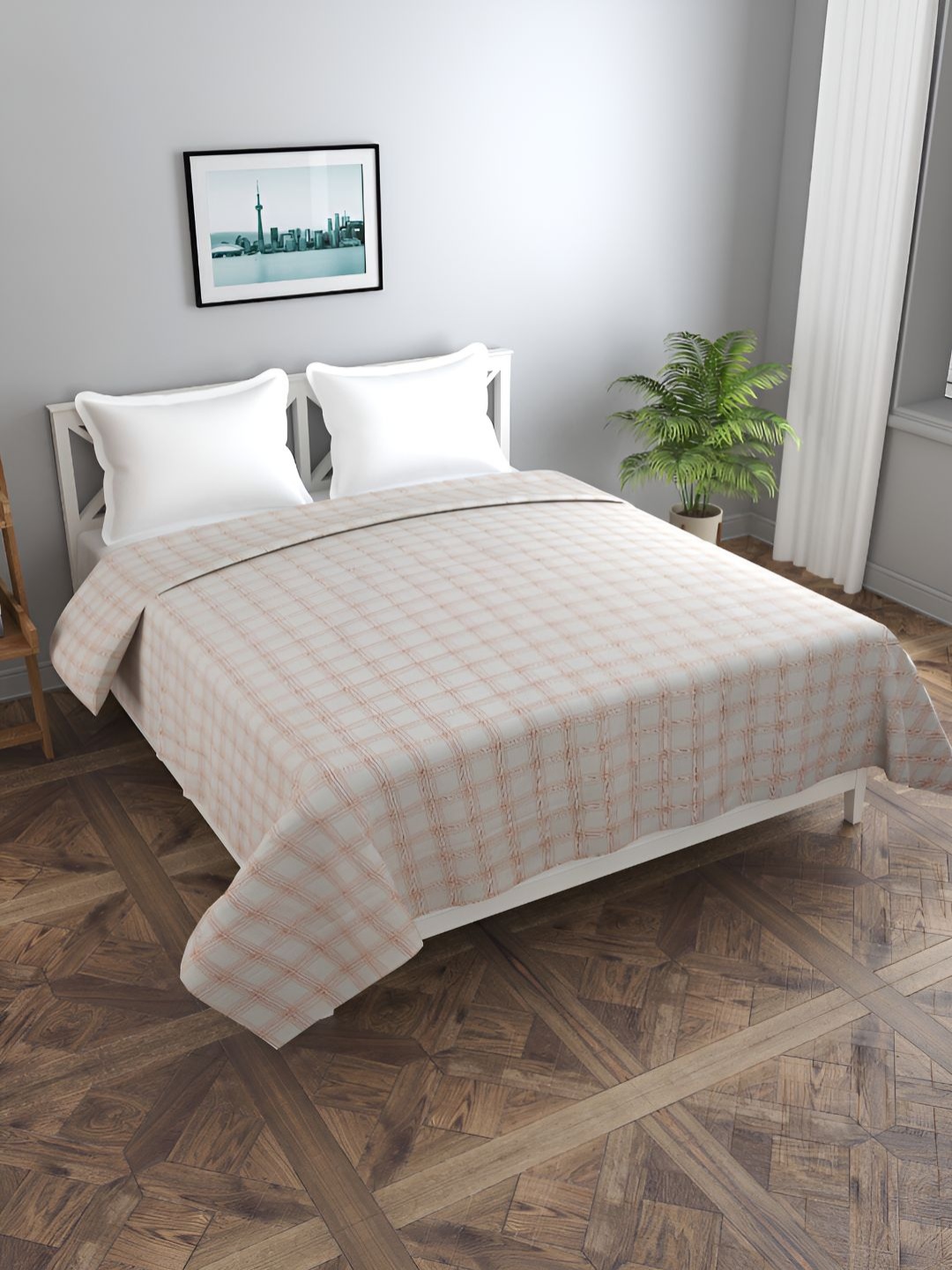 

BREVARD Off White & Brown Printed Double Queen Duvet Cover