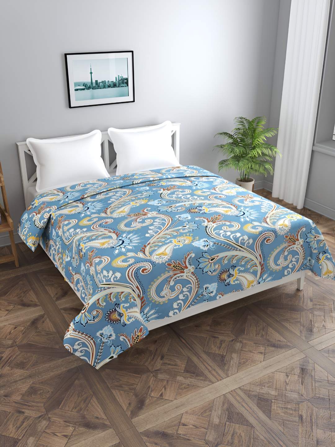 

BREVARD Blue & Yellow Printed Double Queen Duvet Cover