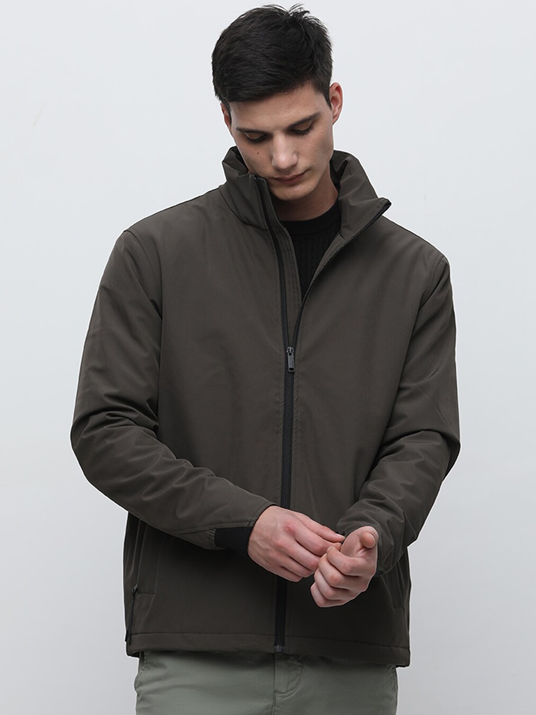 

SELECTED Stand Collar Bomber Jacket, Black