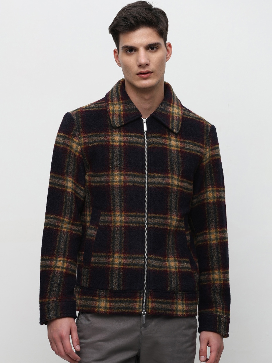 

SELECTED Checked Bomber Jacket, Black