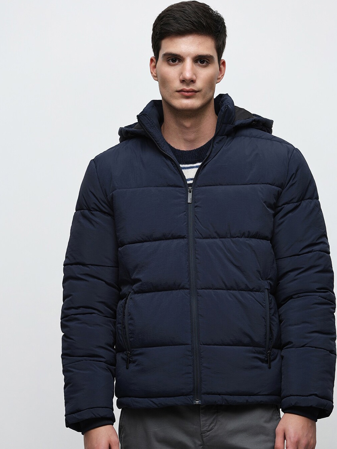 

SELECTED Hooded Puffer Jacket, Navy blue