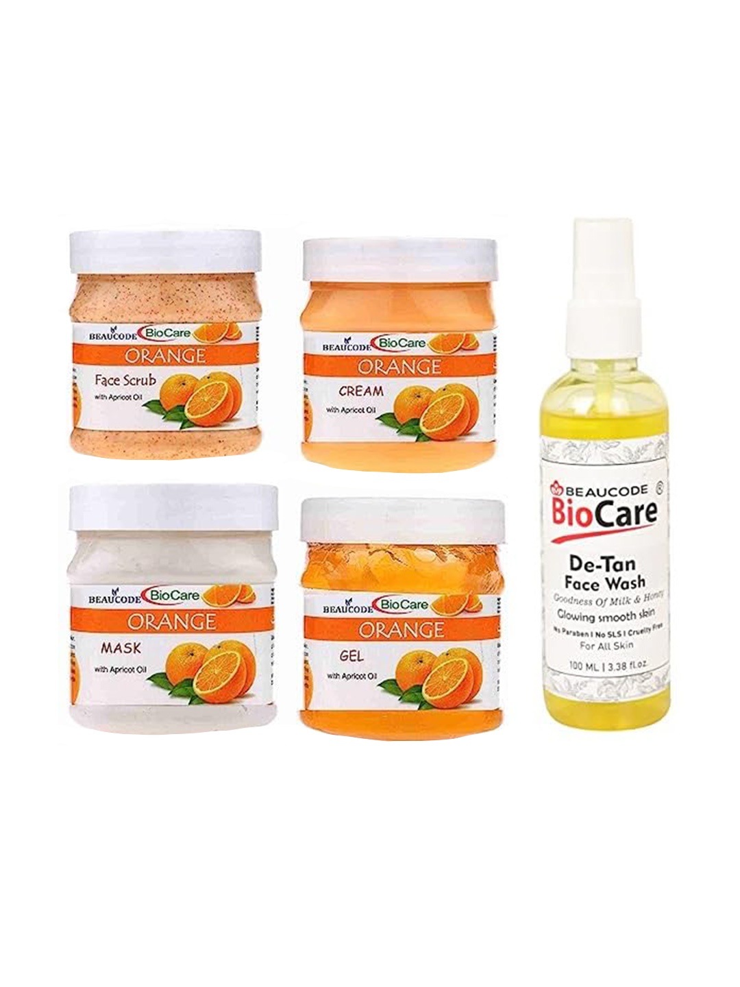 

BEAUCODE BIOCARE 5-Pcs Orange Facial Kit 250g Each With De-Tan Face Wash 100ml