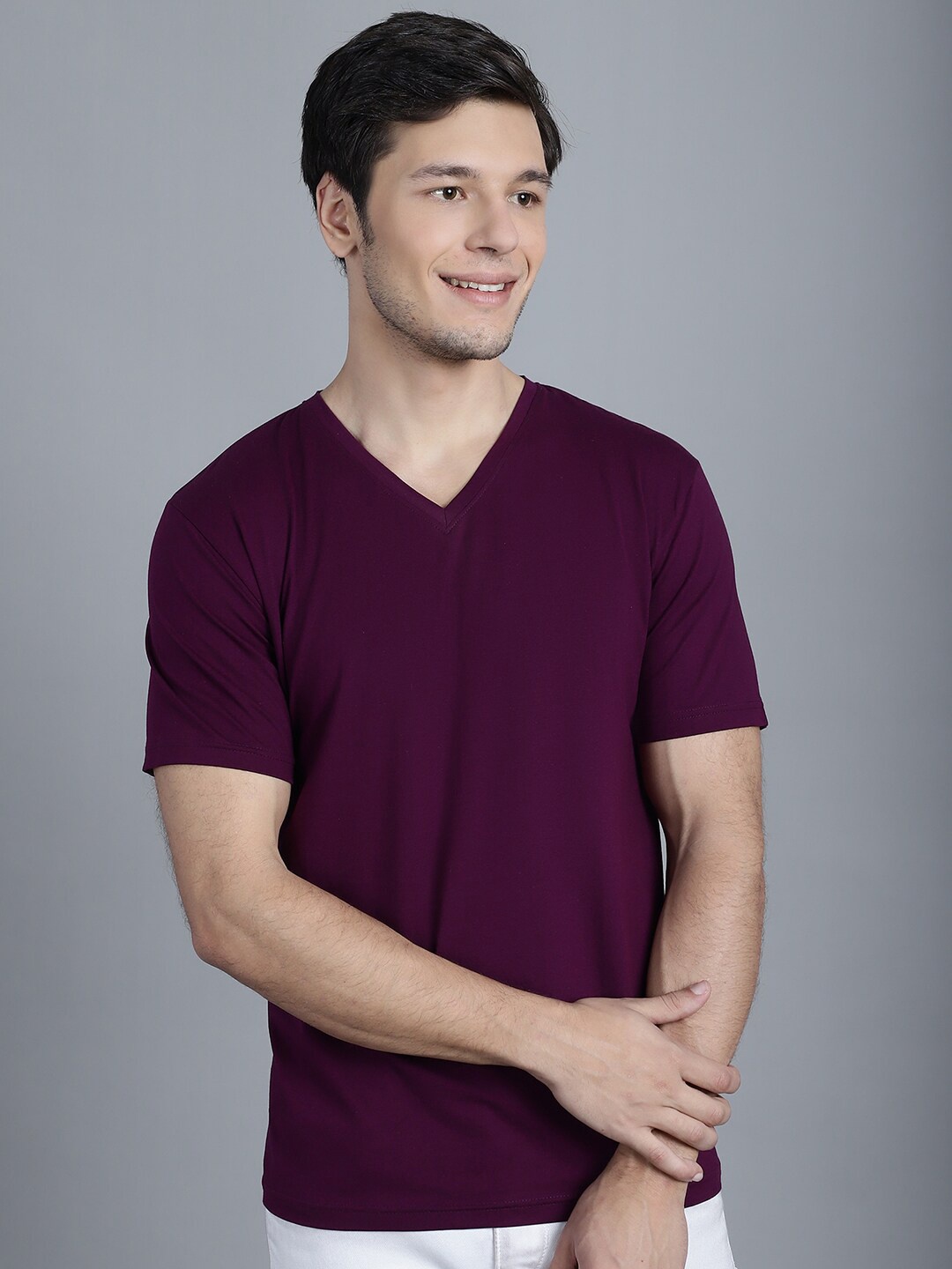 

Friskers V-Neck Casual T-shirt, Purple