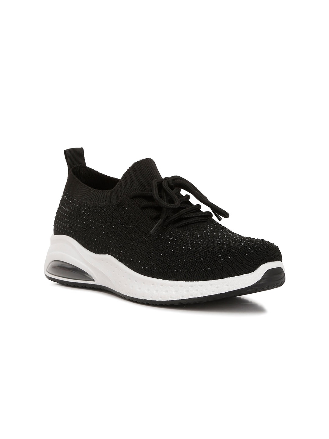 

London Rag Women Woven Design Lace-Up Sneakers, Black