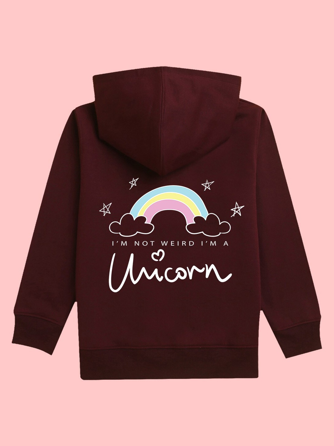 

NUSYL Girls Unicorn Printed Hooded Neck Long Sleeve Fleece Pullover Sweatshirt, Burgundy