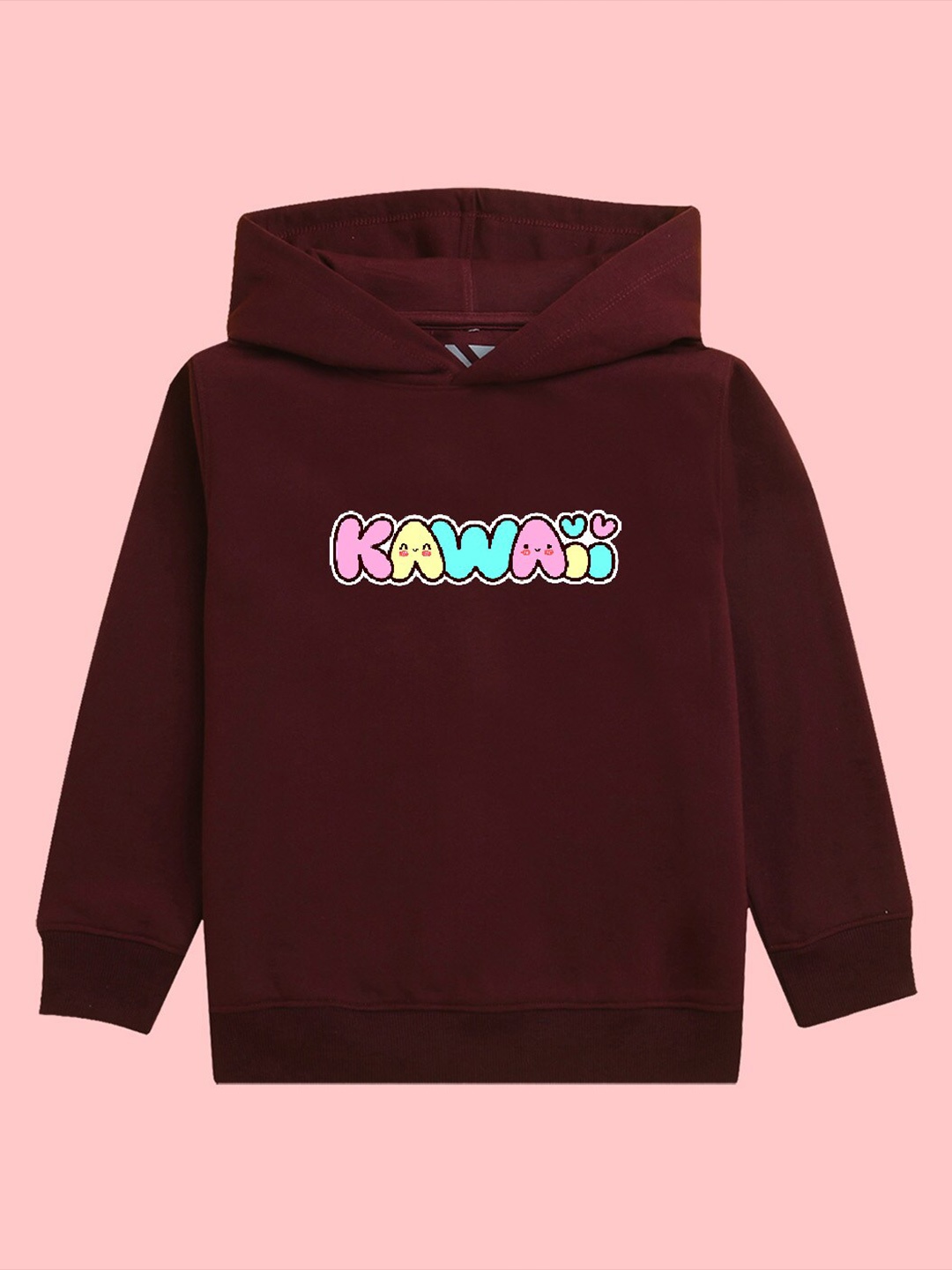 

NUSYL Girls Typography Printed Hooded Fleece Sweatshirt, Burgundy