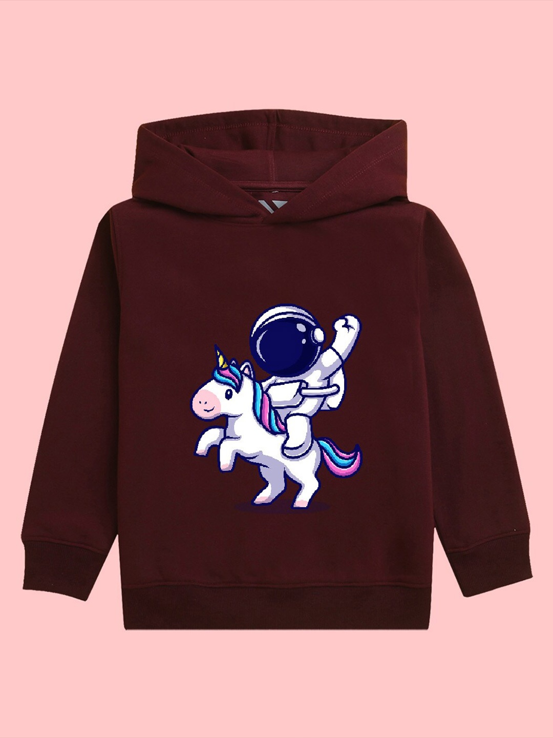 

NUSYL Girls Astronaut Graphic Printed Hooded Fleece Sweatshirt, Burgundy