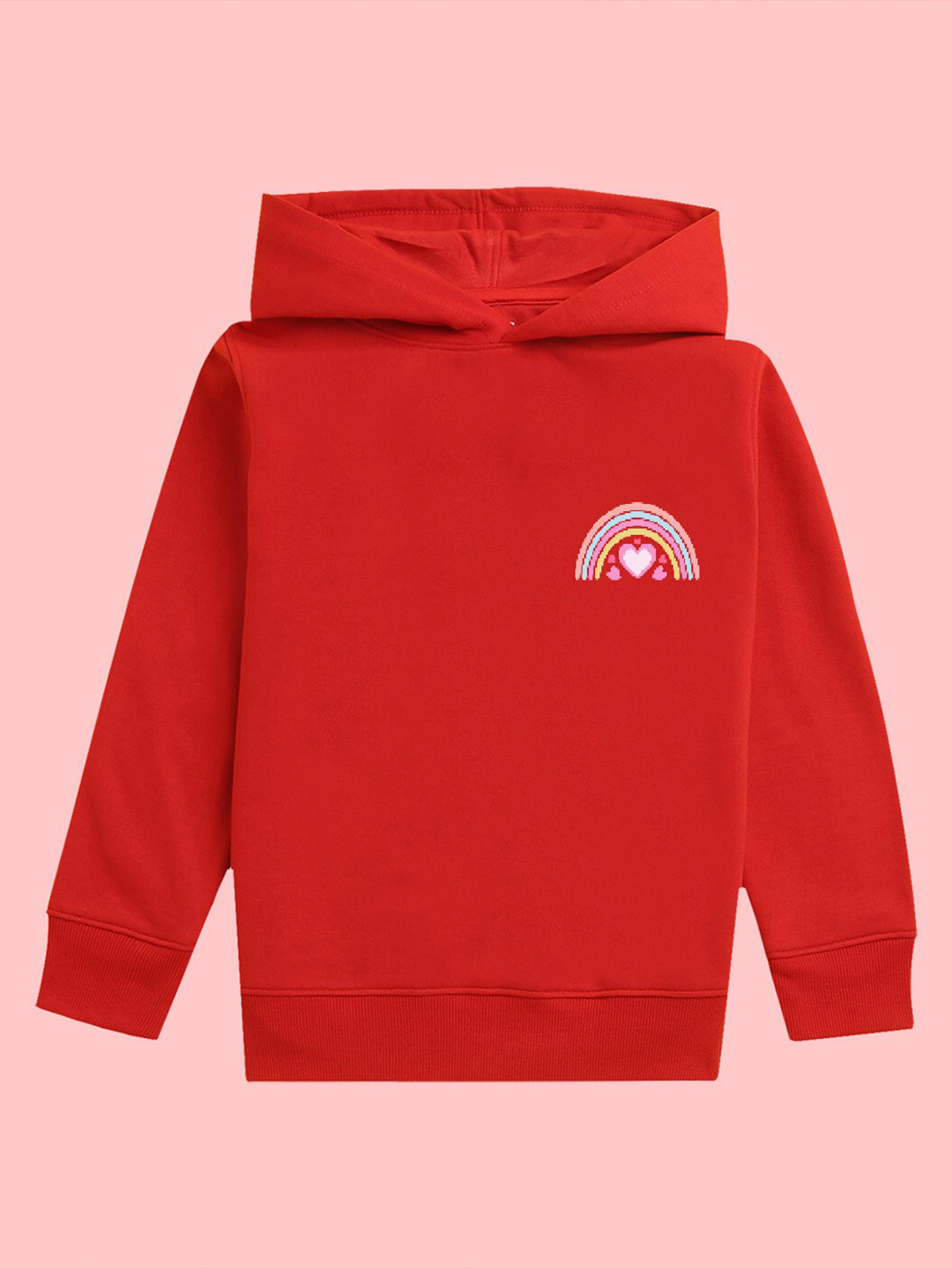 

NUSYL Girls Graphic Printed Hooded Fleece Sweatshirt, Red