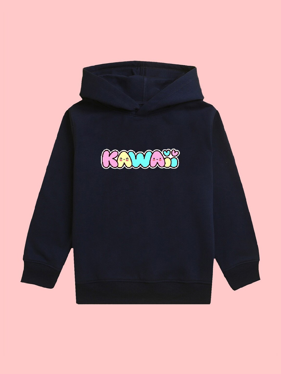 

NUSYL Girls Kawaii Graphic Printed Hooded Fleece Sweatshirt, Navy blue