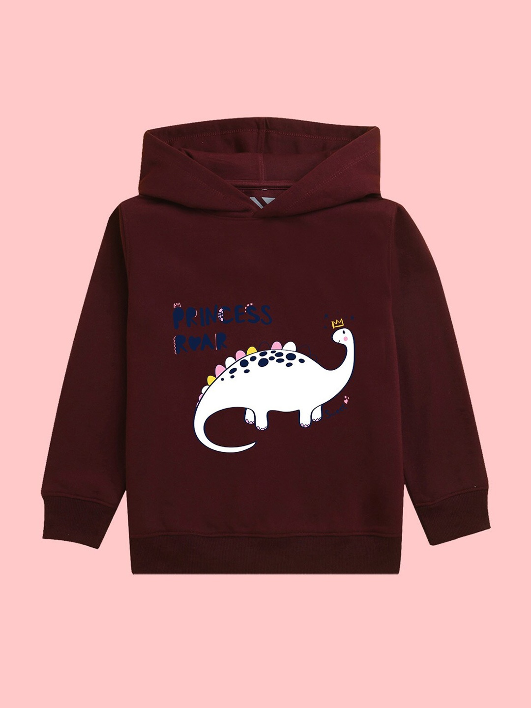 

NUSYL Girls Graphic Printed Fleece Hooded Pullover Sweatshirt, Burgundy
