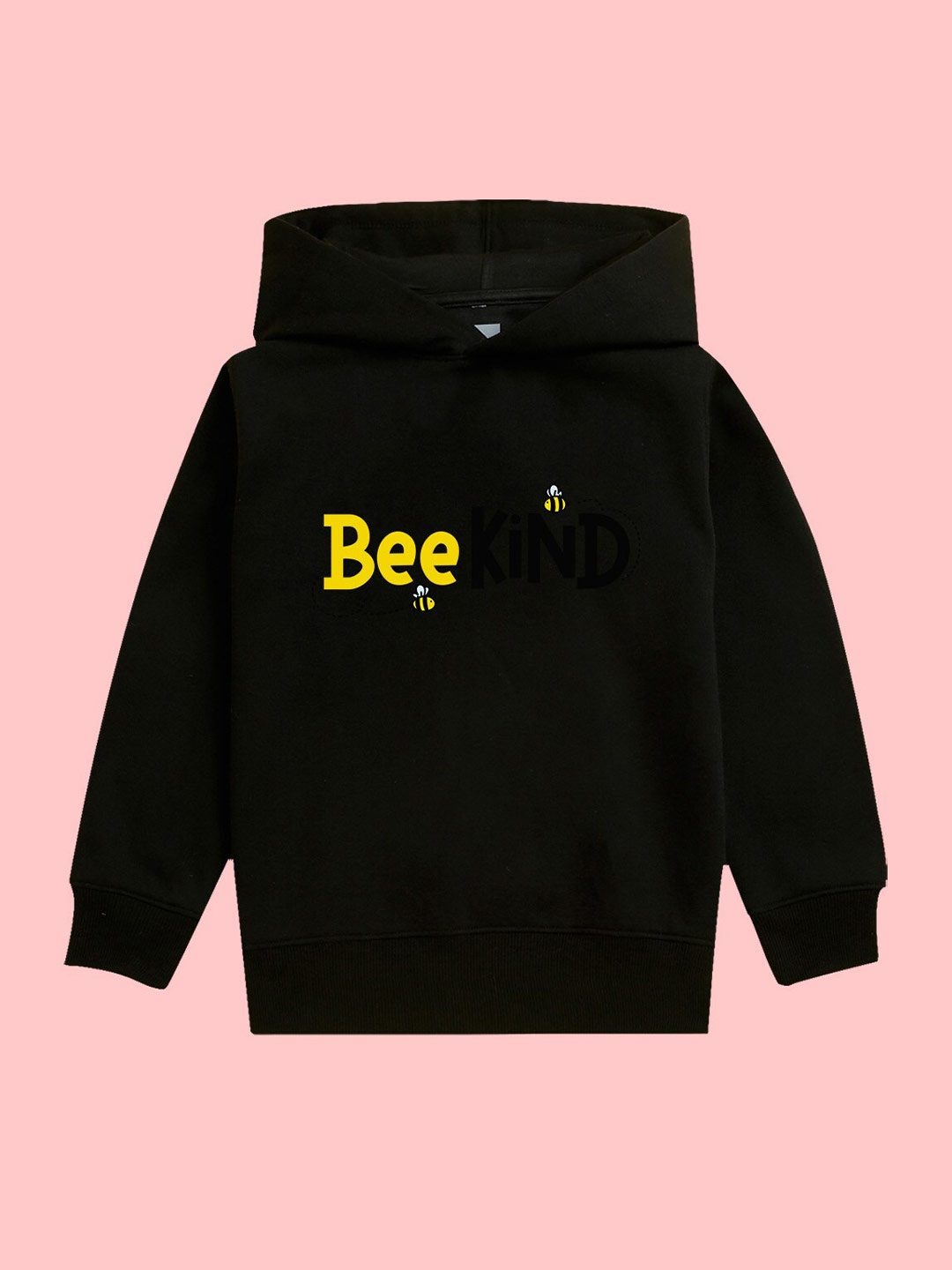 

NUSYL Girls Bee Printed Hooded Fleece Sweatshirt, Black