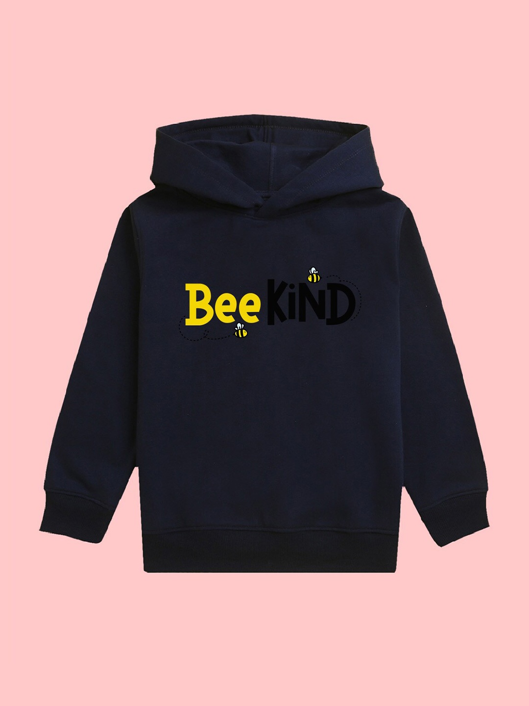 

NUSYL Girls Bee Printed Hooded Fleece Sweatshirt, Navy blue