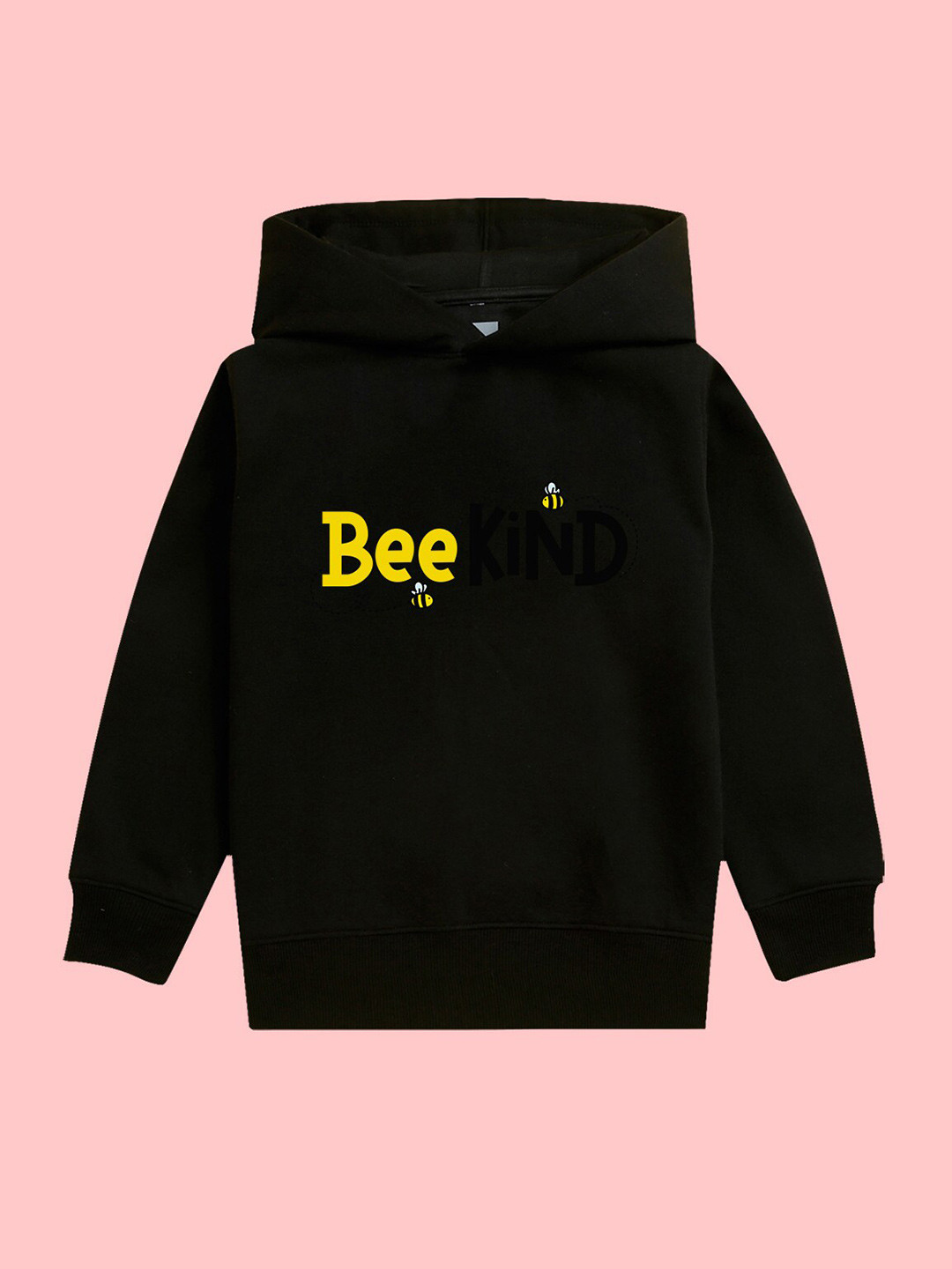 

NUSYL Girls Typography Printed Hooded Fleece Sweatshirt, Black