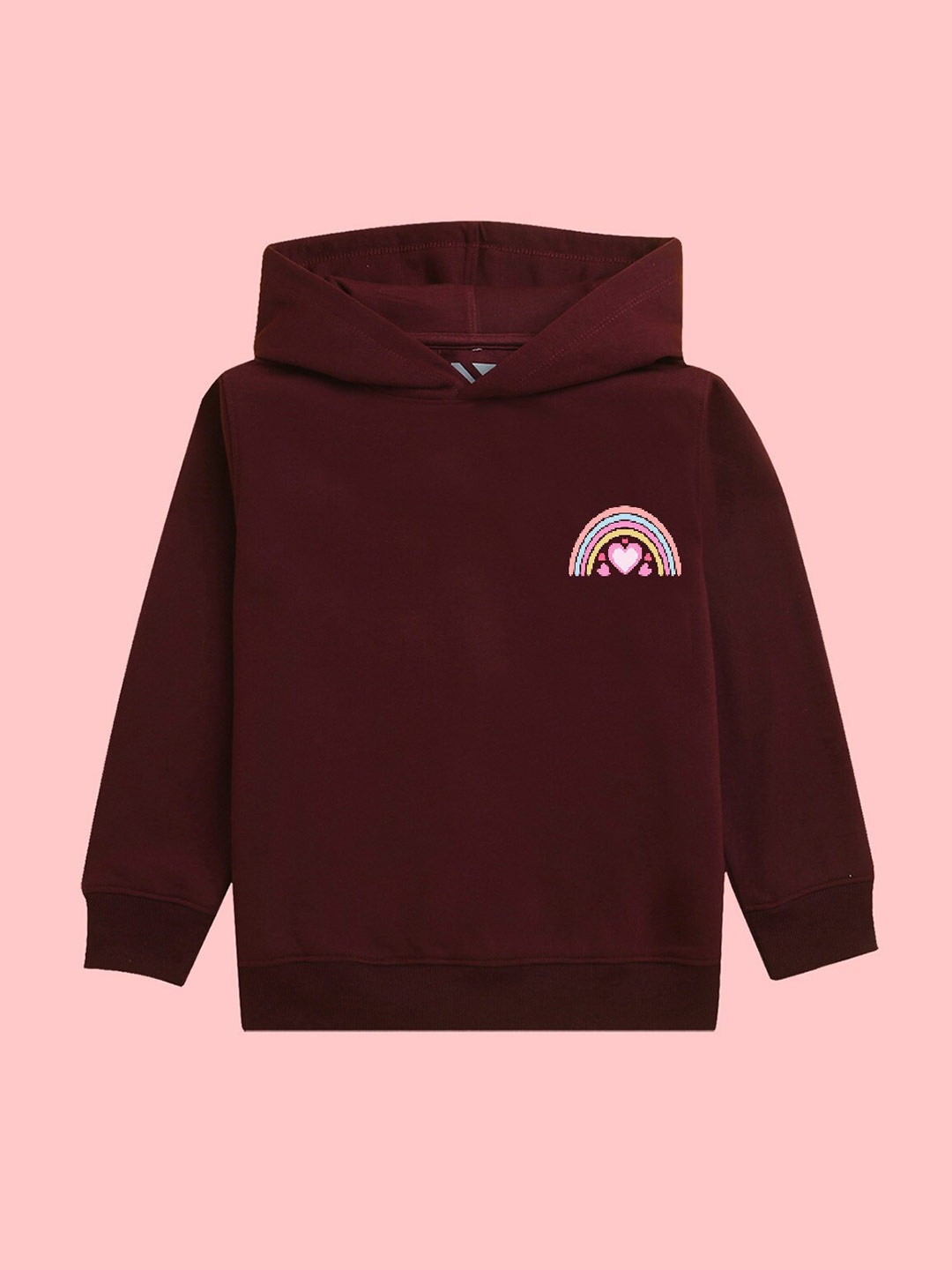 

NUSYL Girls Graphic Printed Fleece Hooded Pullover Sweatshirt, Burgundy