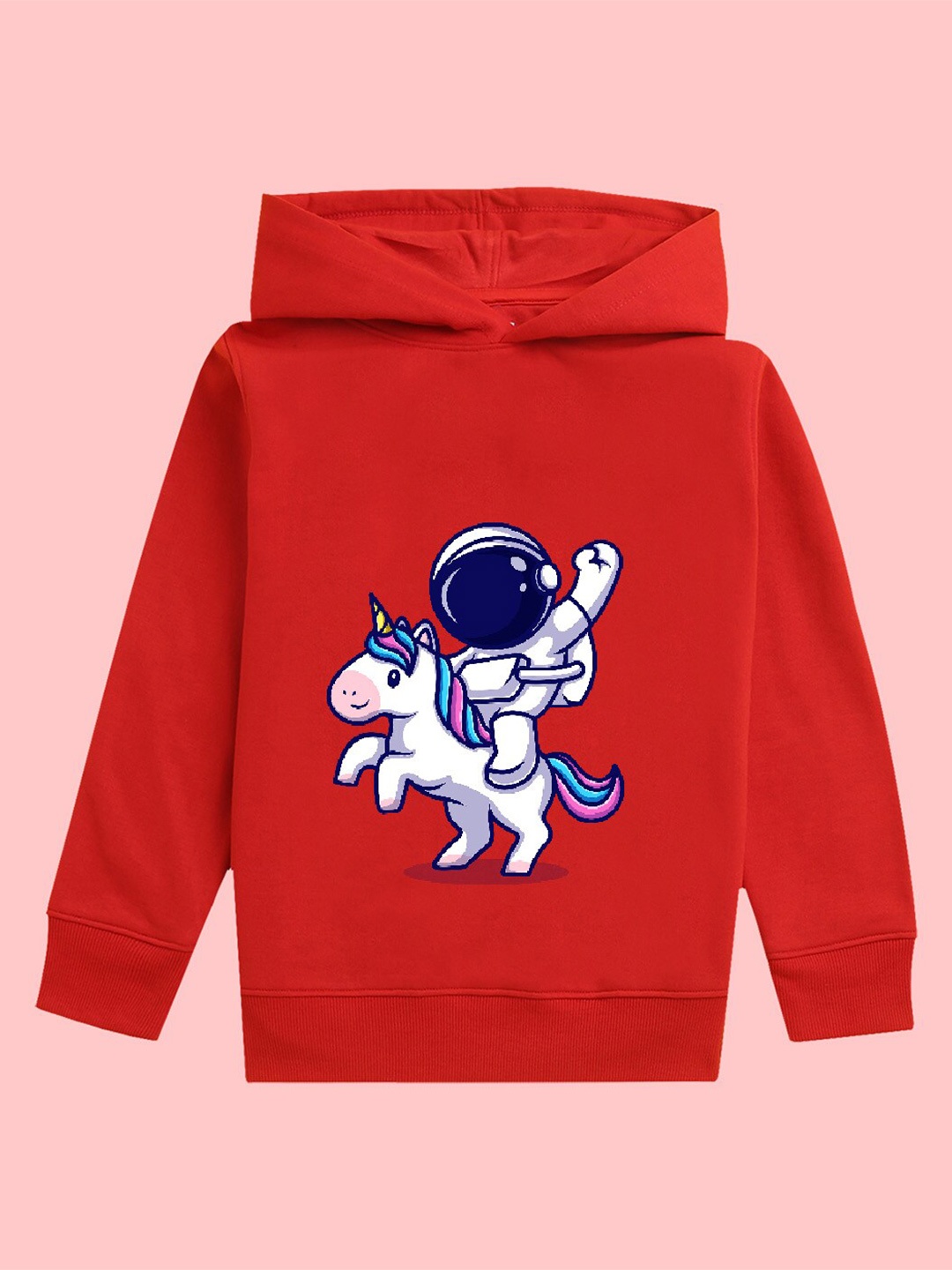 

NUSYL Girls Graphic Printed Hooded Fleece Sweatshirt, Red