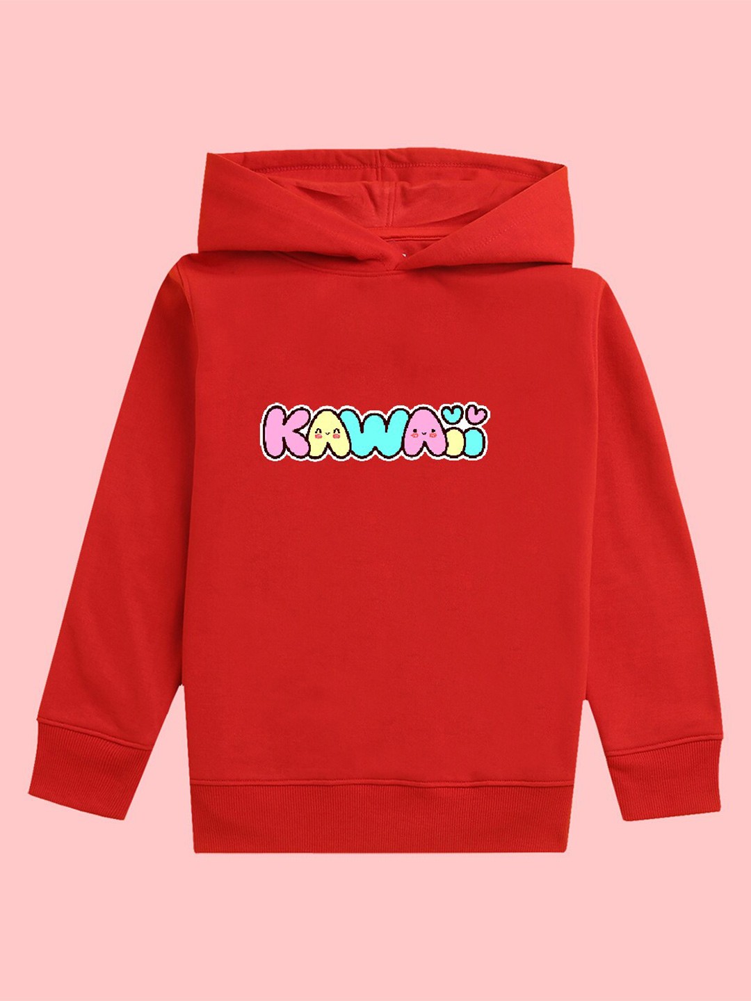 

NUSYL Girls Kawaii Printed Hooded Fleece Sweatshirt, Red
