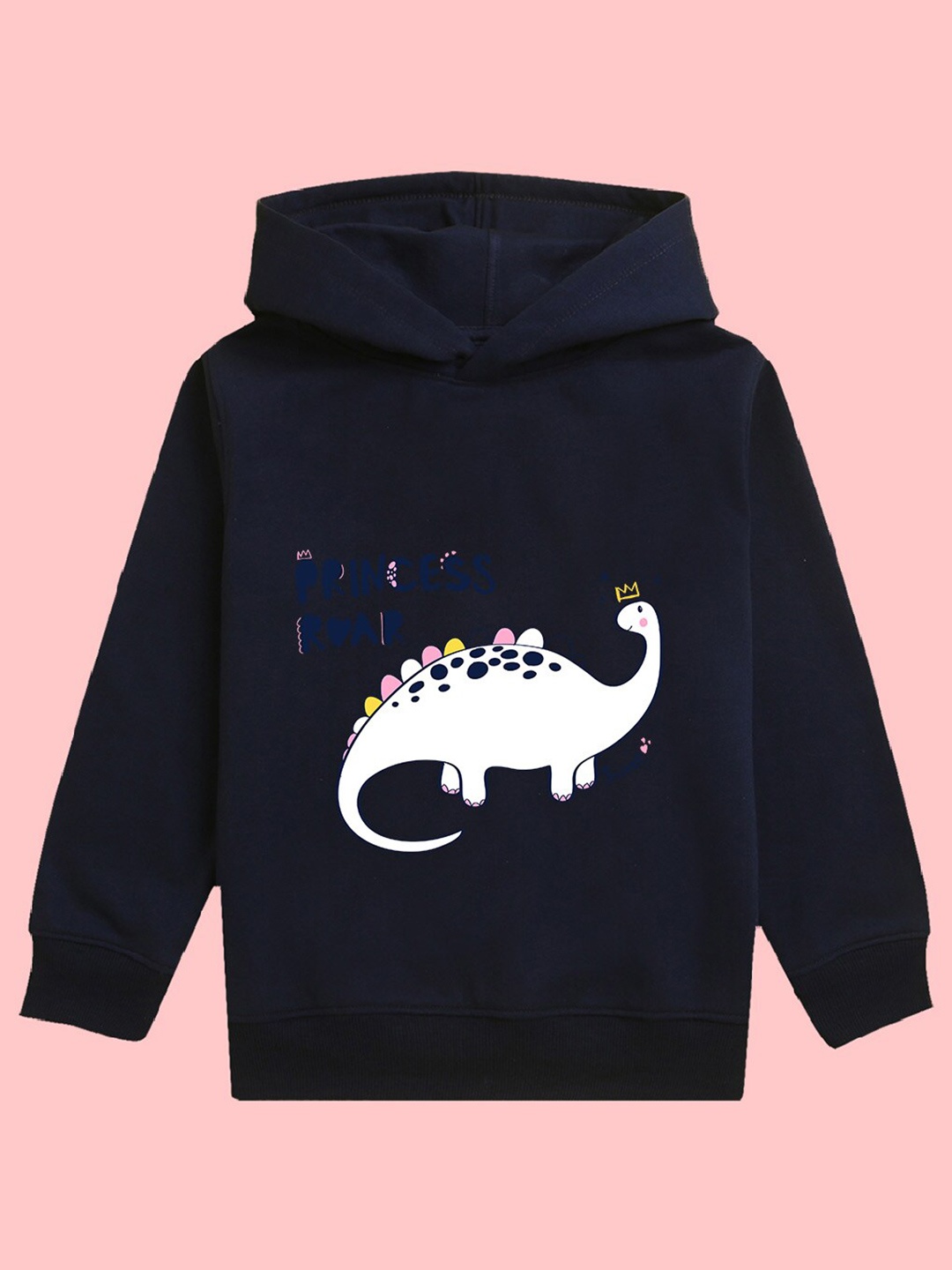

NUSYL Girls Graphic Printed Hooded Fleece Sweatshirt, Navy blue