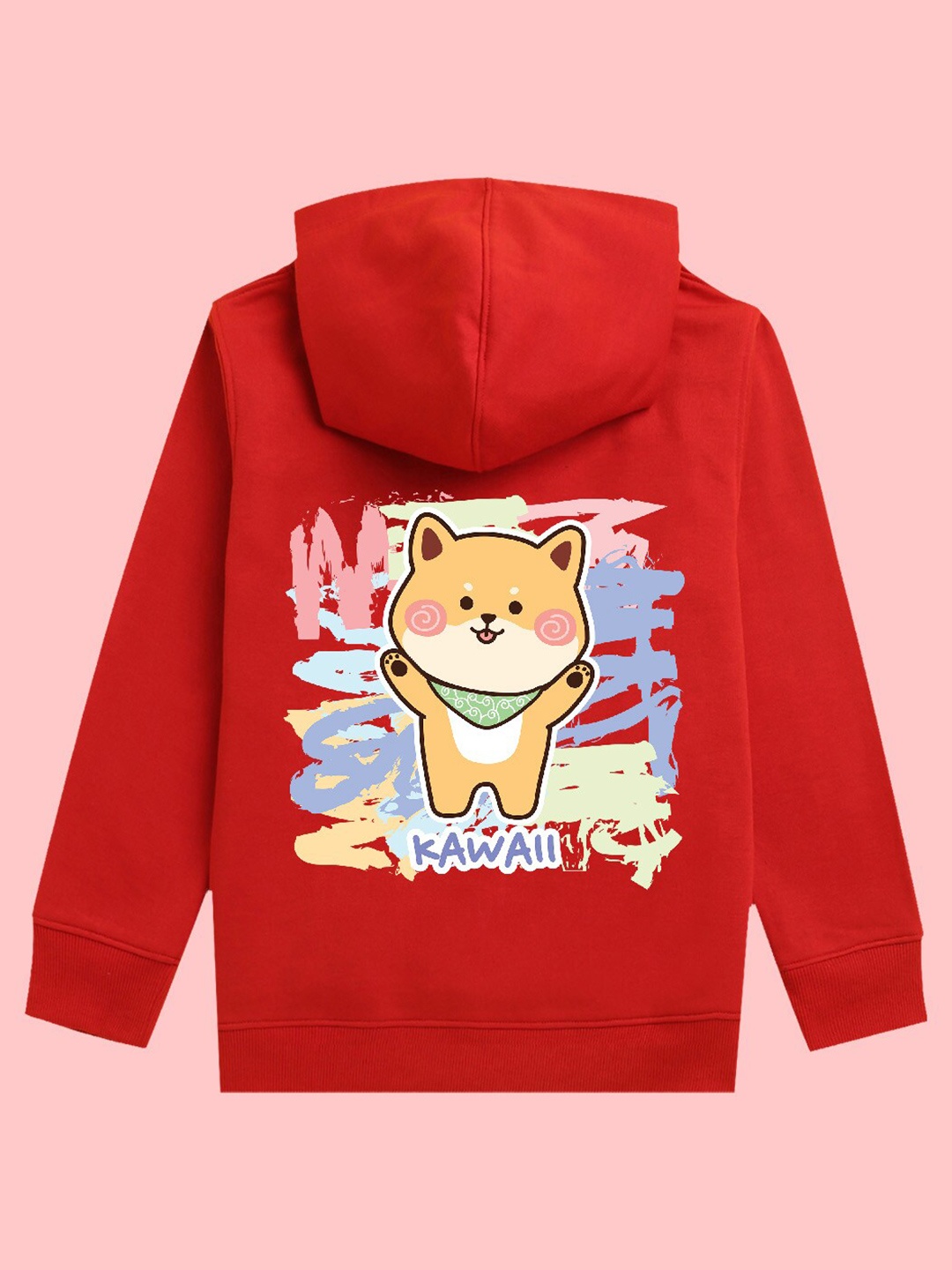 

NUSYL Girls Graphic Printed Hooded Fleece Sweatshirt, Red