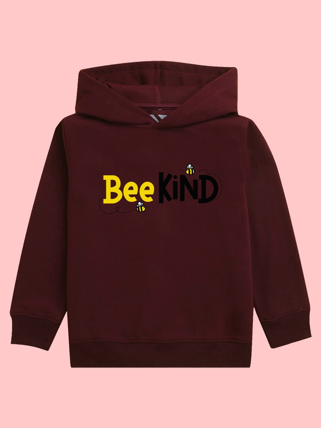 

NUSYL Girls Bee Printed Hooded Fleece Sweatshirt, Burgundy