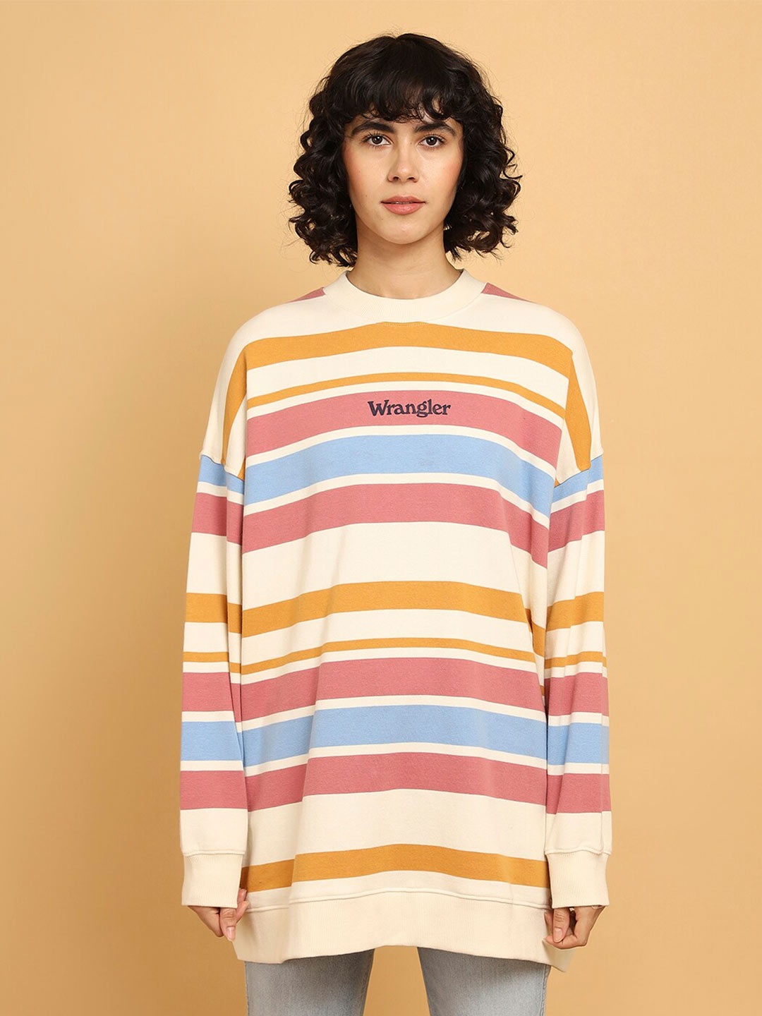 

Wrangler Striped Cotton Sweatshirt, Cream