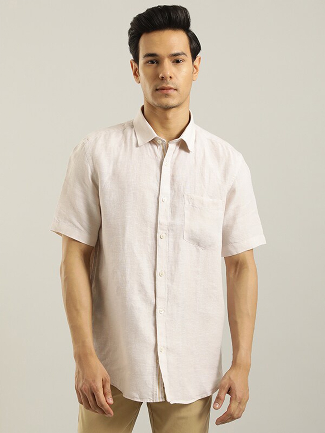 

Indian Terrain Pure Linen Casual Shirt, Off white