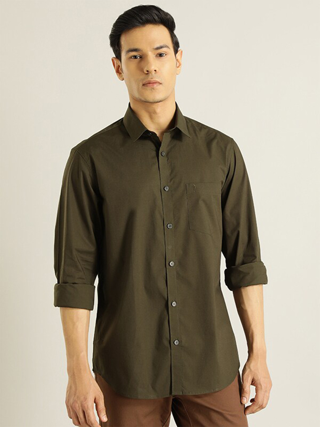 

Indian Terrain Spread Collar Casual Shirt, Green