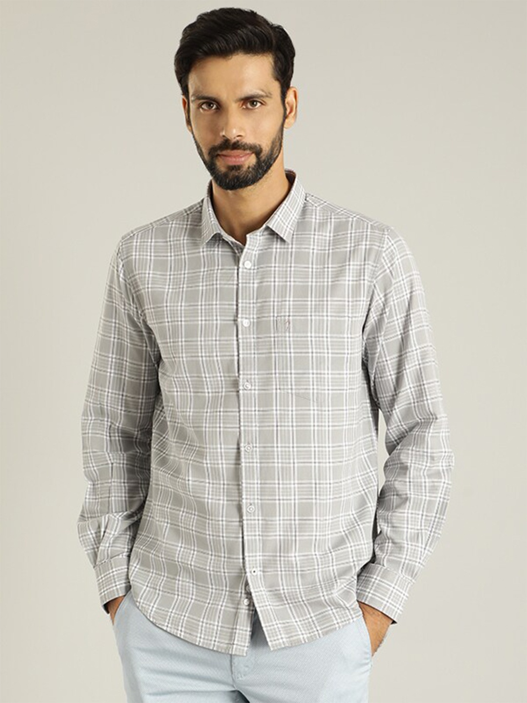 

Indian Terrain Tartan Checks Casual Shirt, Grey