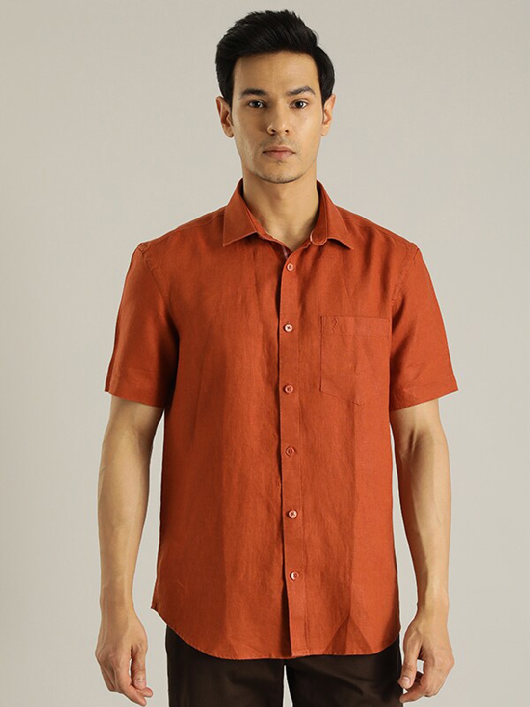 

Indian Terrain Pure Linen Casual Shirt, Red