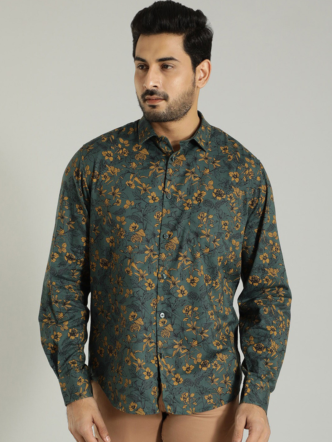 

Indian Terrain Floral Printed Casual Shirt, Green