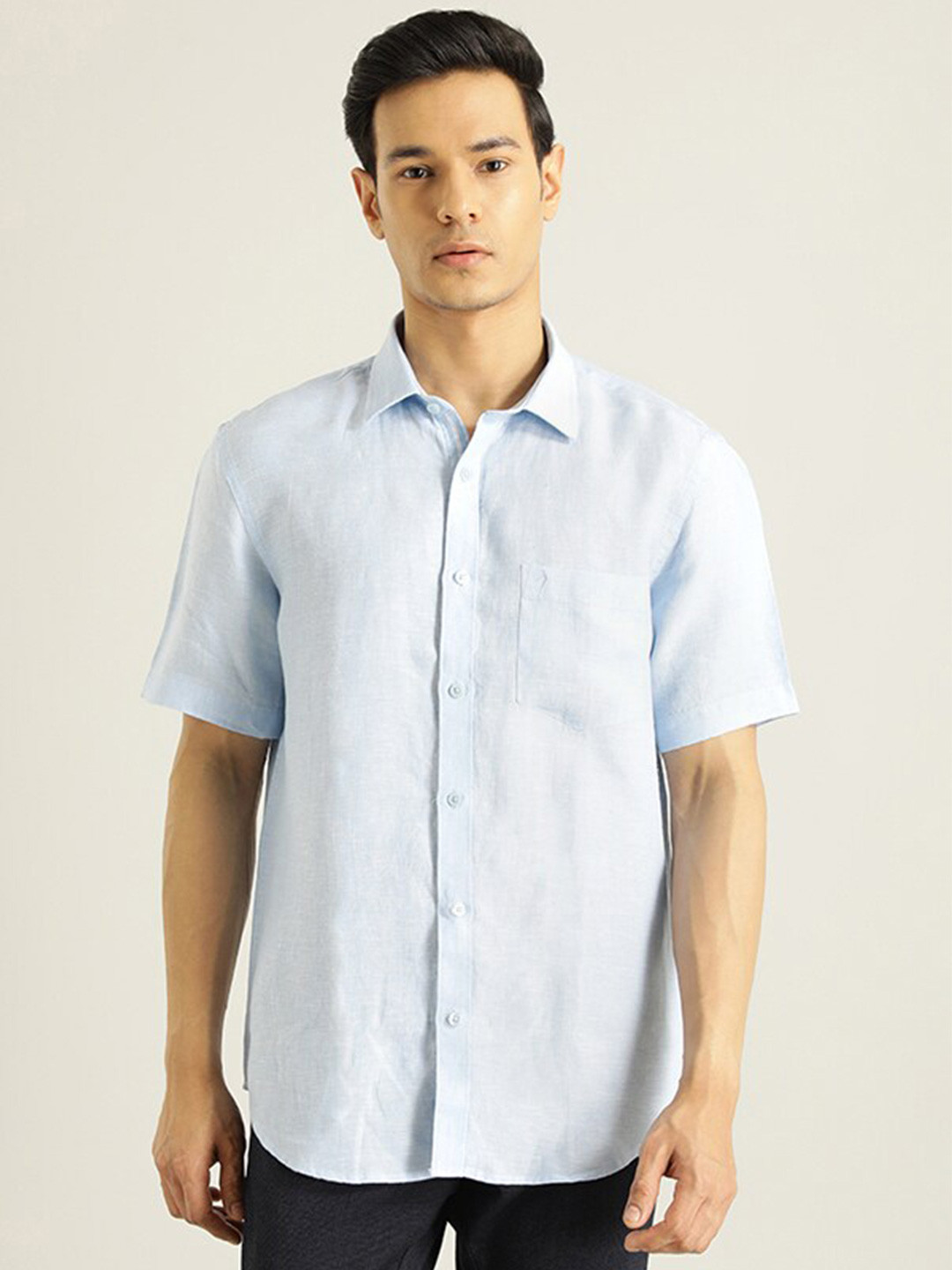 

Indian Terrain Pure Linen Casual Shirt, Blue