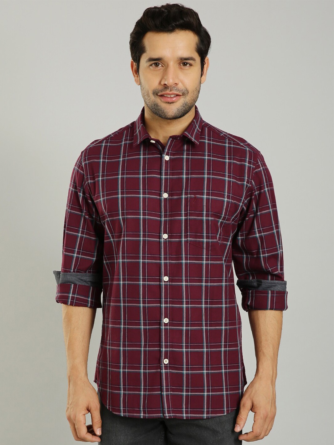 

Indian Terrain Tartan Checks Casual Shirt, Brown