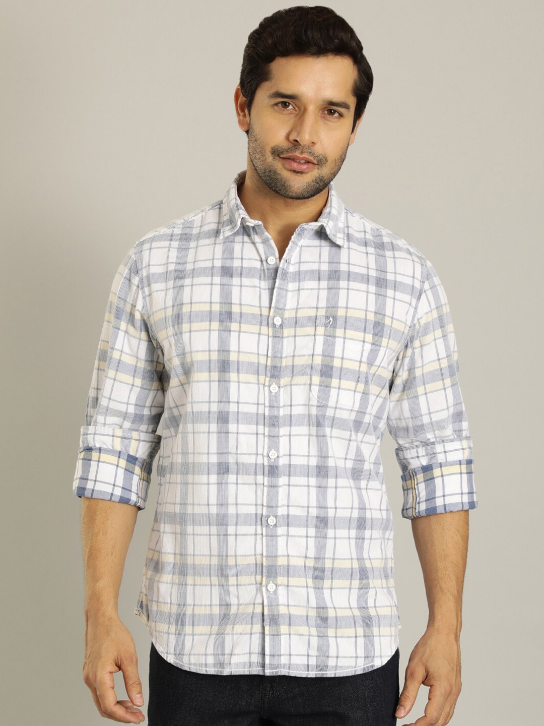 

Indian Terrain Tartan Checked Regular Fit Cotton Casual Shirt, Blue