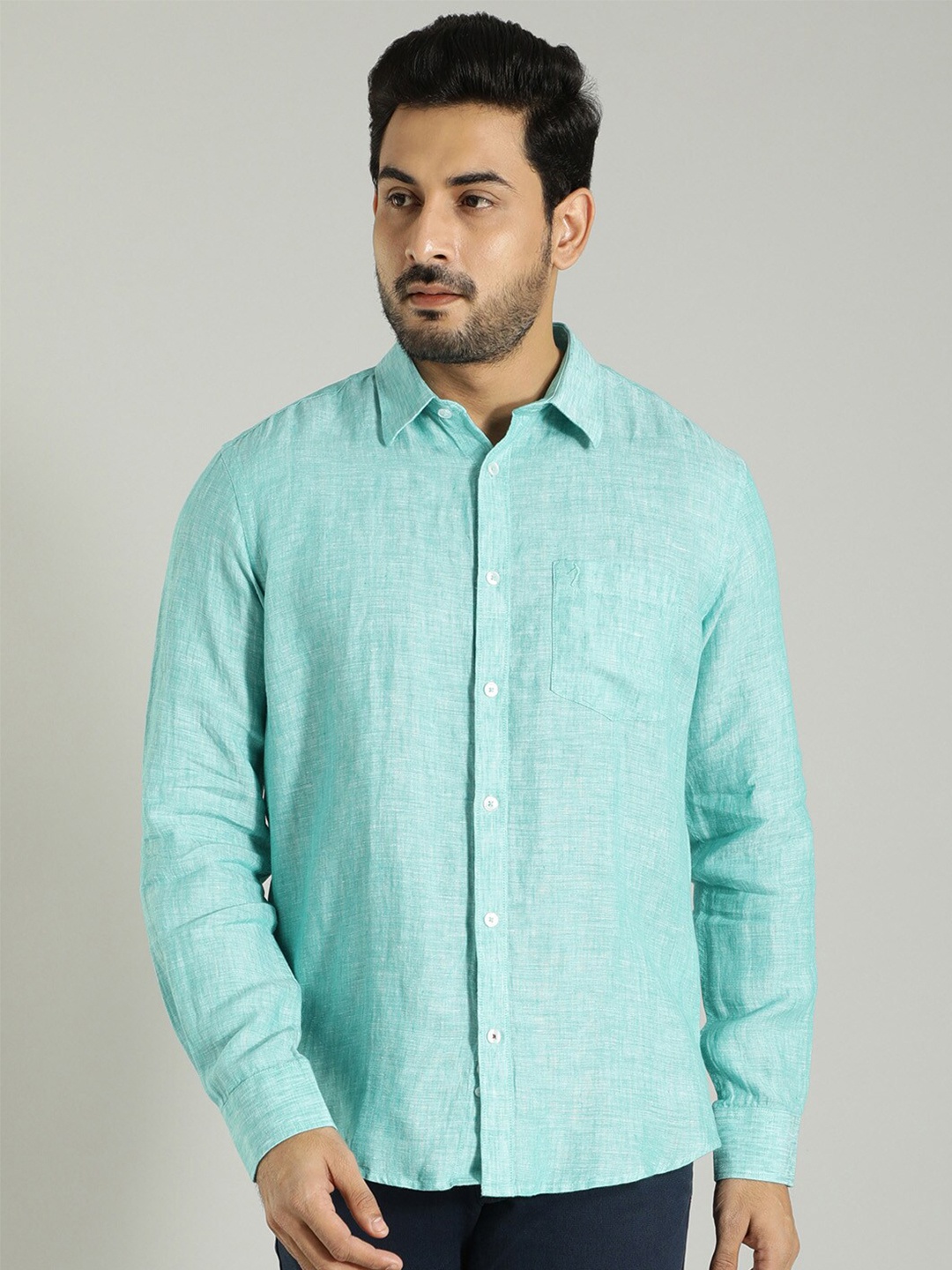 

Indian Terrain Regular Fit Linen Casual Shirt, Blue