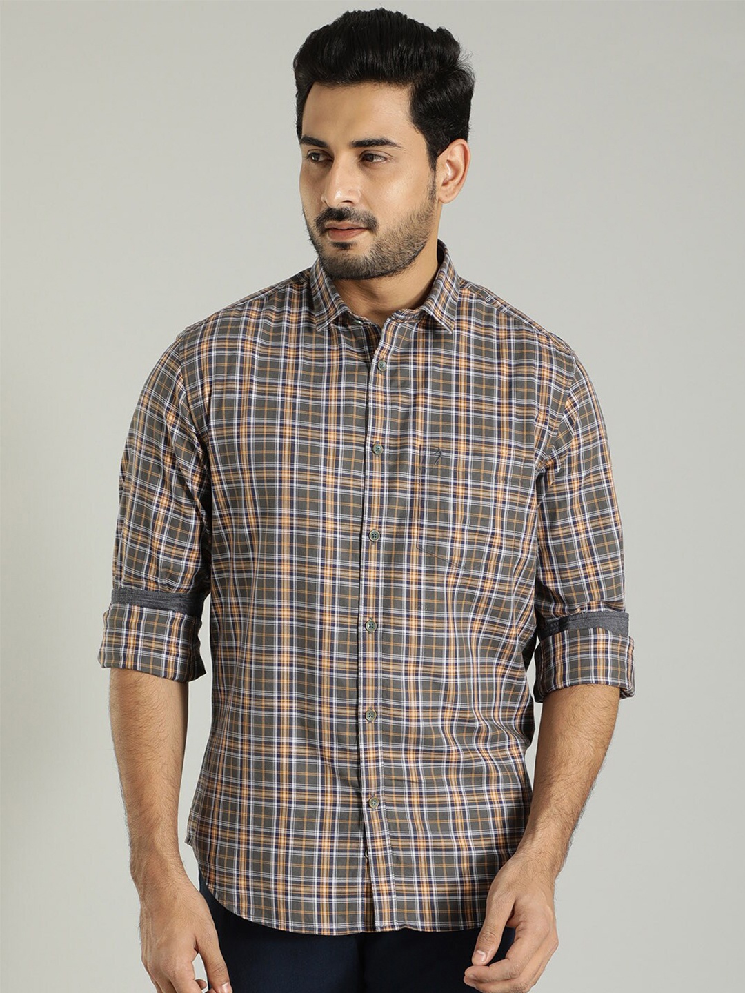 

Indian Terrain Tartan Checks Casual Shirt, Olive