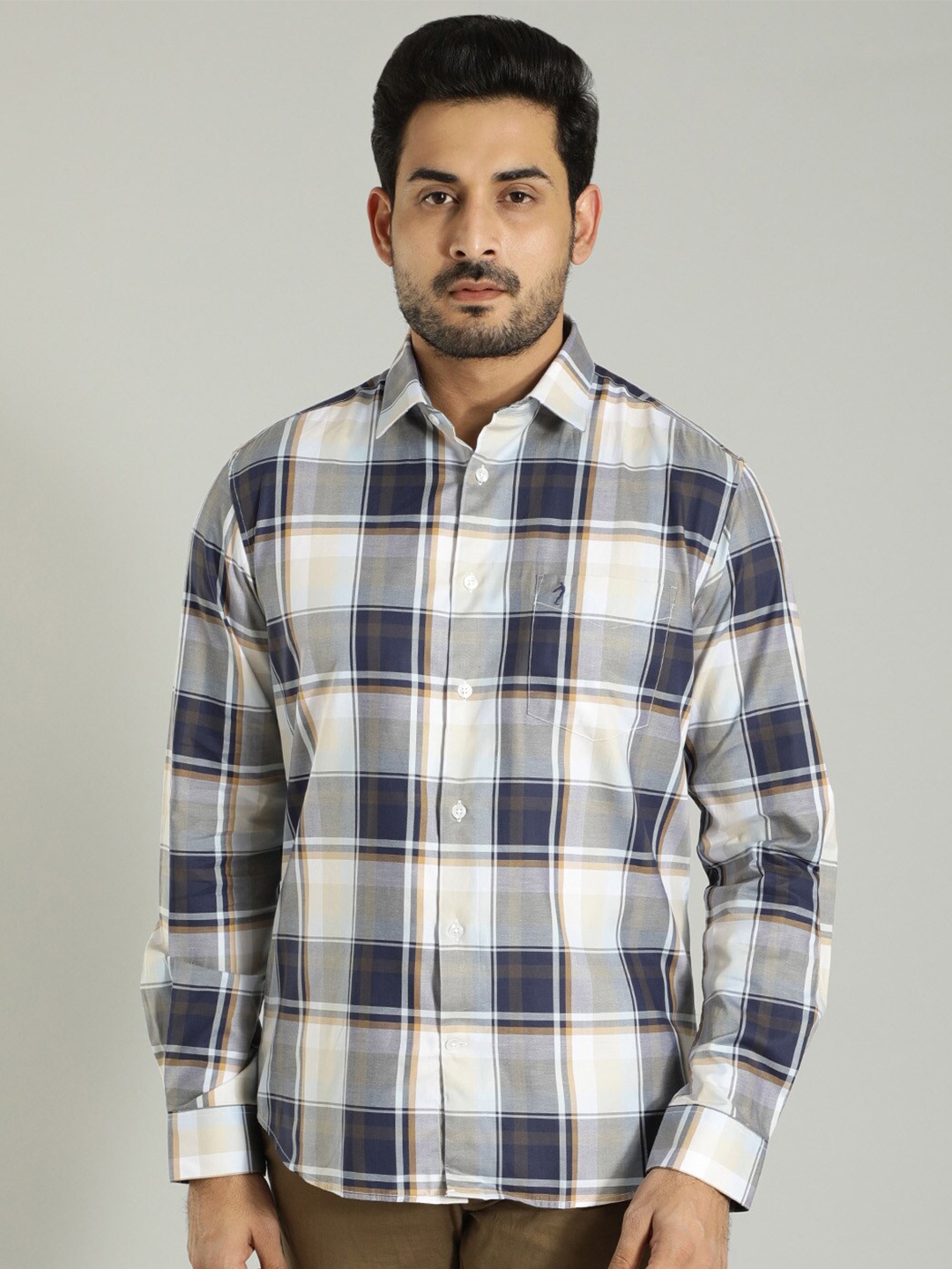 

Indian Terrain Tartan Checked Casual Shirt, Navy blue